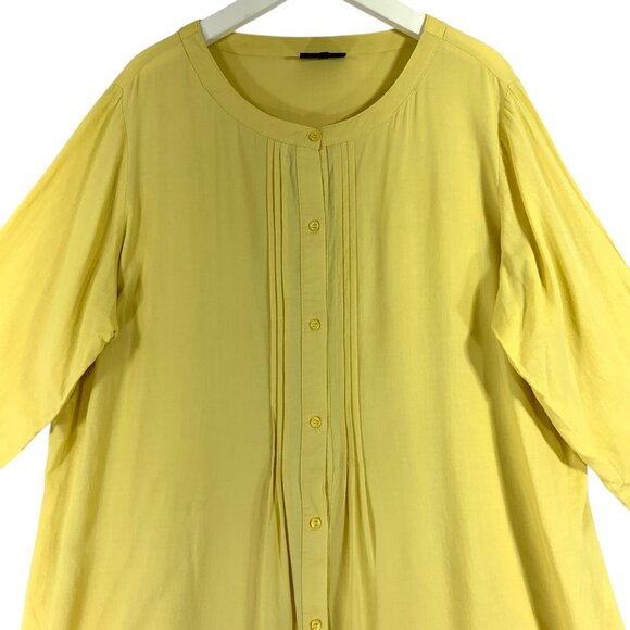 plus size tunic blouse top 3/4 sleeve button down linen blend SZ16 ADDITION ELLE - Picture 11 of 13